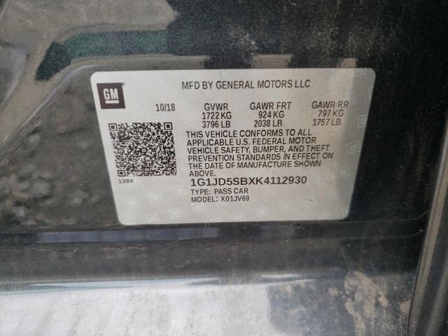 Photo 10 from auction – 2019 CHEVROLET SONIC LT with VIN 1G1JD5SBXK4112930