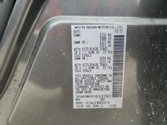 Photo 10 from auction – 2015 NISSAN PATHFINDER with VIN 5N1AR2MN2FC653282