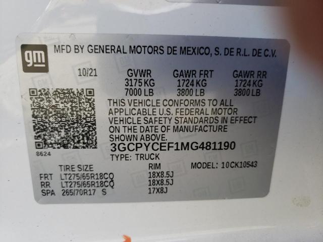 Photo 10 from auction – 2021 CHEVROLET SILVERADO with VIN 3GCPYCEF1MG481190