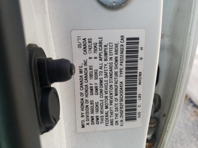 Photo 10 from auction – 2012 HONDA CIVIC LX with VIN 2HGFB2F56CH304454
