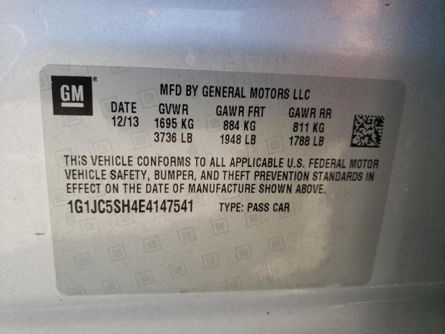 Photo 10 from auction – 2014 CHEVROLET SONIC LT with VIN 1G1JC5SH4E4147541