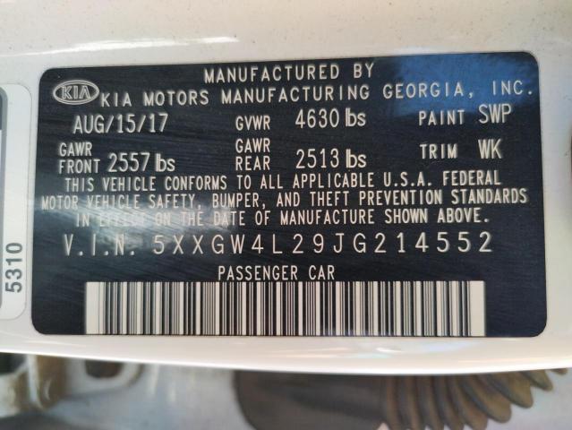Photo 10 from auction – 2018 KIA OPTIMA SX with VIN 5XXGW4L29JG214552