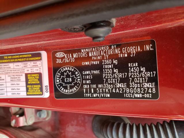 Photo 10 from auction – 2011 KIA SORENTO BA with VIN 5XYKT4A27BG082748