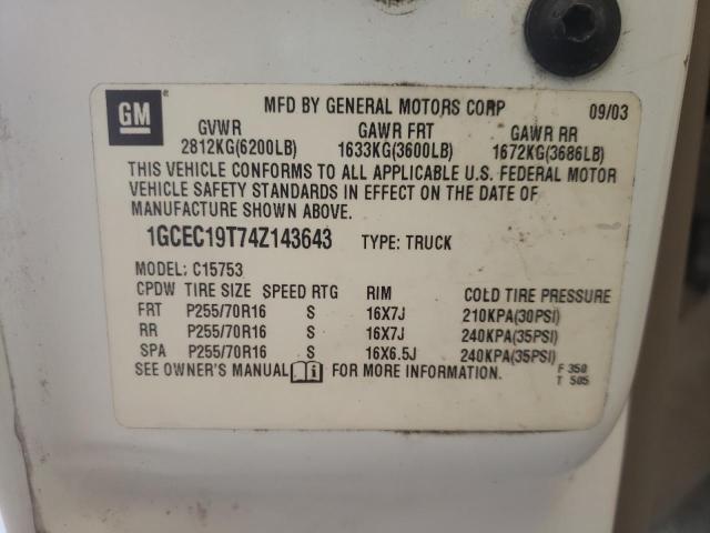 Photo 10 from auction – 2004 CHEVROLET SILVERADO with VIN 1GCEC19T74Z143643