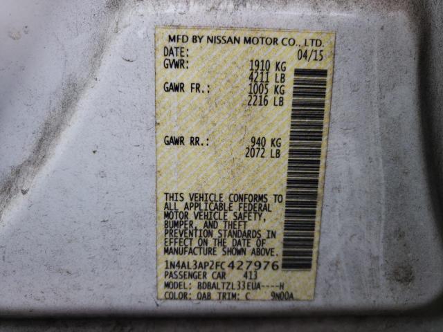 Photo 10 from auction – 2015 NISSAN ALTIMA 2.5 with VIN 1N4AL3AP2FC427976