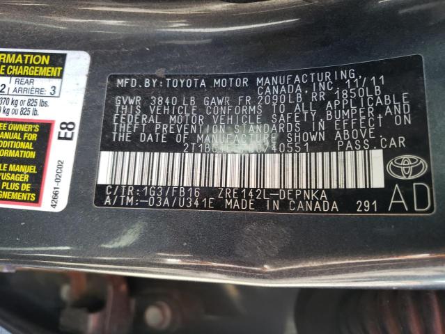 Photo 10 from auction – 2011 TOYOTA COROLLA BA with VIN 2T1BU4EE7BC740551