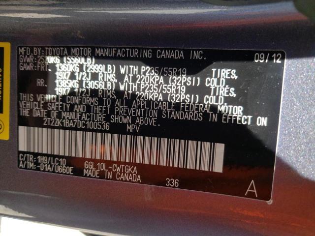 Photo 10 from auction – 2013 LEXUS RX 350 with VIN 2T2ZK1BA7DC100536