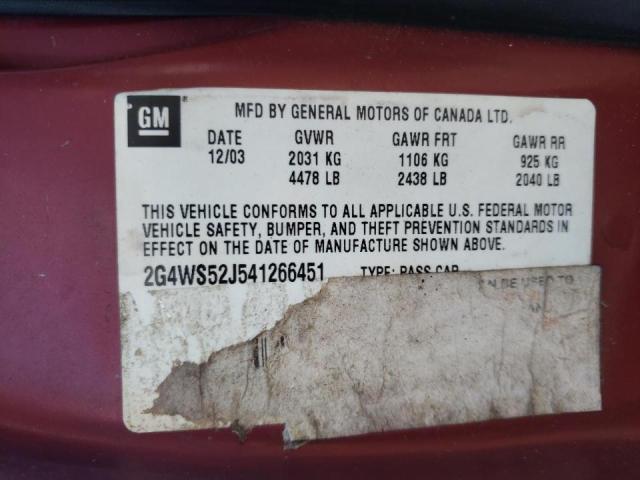 Photo 10 from auction – 2004 BUICK CENTURY CU with VIN 2G4WS52J541266451