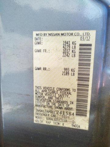 Photo 10 from auction – 2012 NISSAN ALTIMA BAS with VIN 1N4AL2AP0CC241584