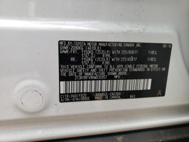 Photo 10 from auction – 2019 TOYOTA RAV4 LE with VIN 2T3H1RFVXKW035957