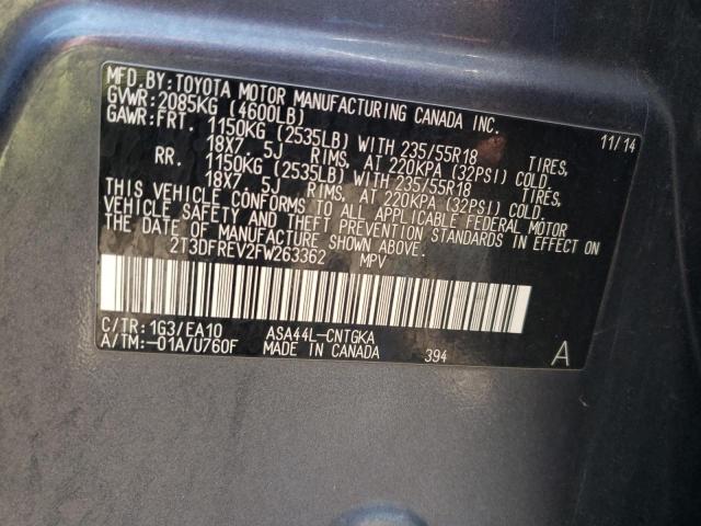 Photo 10 from auction – 2015 TOYOTA RAV4 LIMIT with VIN 2T3DFREV2FW263362