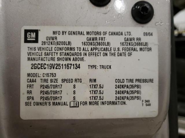 Photo 10 from auction – 2005 CHEVROLET SILVERADO with VIN 2GCEC19V251167134