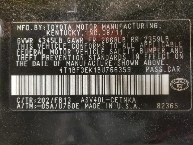 Photo 10 from auction – 2011 TOYOTA CAMRY BASE with VIN 4T1BF3EK1BU766359
