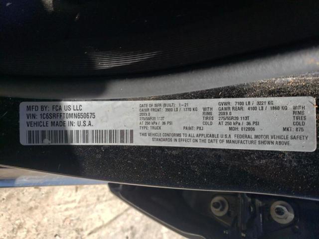 Photo 10 from auction – 2021 RAM 1500 BIG H with VIN 1C6SRFFT0MN650675