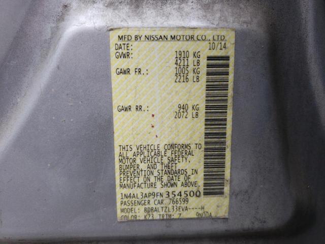 Photo 10 from auction – 2015 NISSAN ALTIMA 2.5 with VIN 1N4AL3AP9FN354500