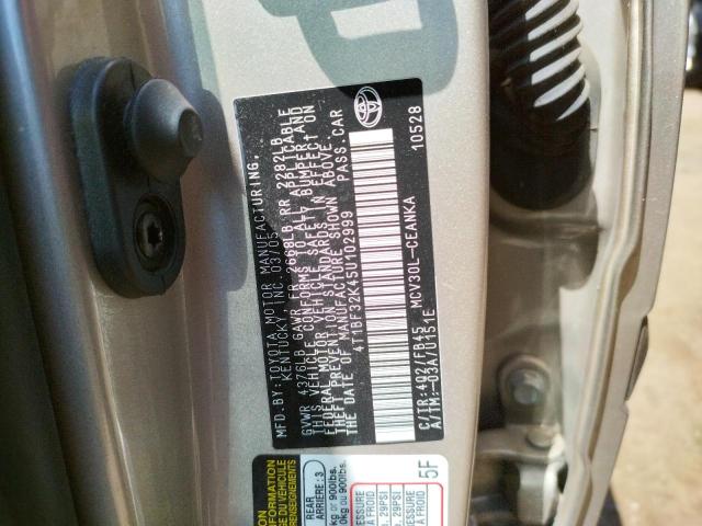 Photo 10 from auction – 2005 TOYOTA CAMRY LE with VIN 4T1BF32K45U102999