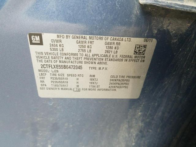 Photo 10 from auction – 2011 GMC TERRAIN SL with VIN 2CTFLXE55B6472045