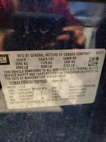 Photo 10 from auction – 2017 CHEVROLET EQUINOX LT with VIN 2GNALCEK6H1587593