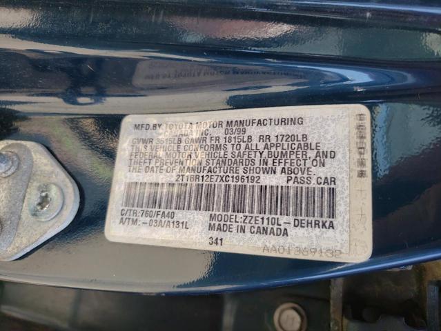 Photo 10 from auction – 1999 TOYOTA COROLLA VE with VIN 2T1BR12E7XC196192