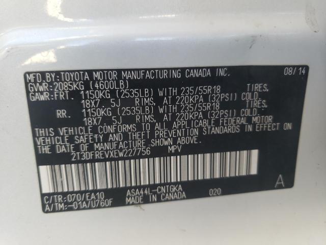 Photo 10 from auction – 2014 TOYOTA RAV4 LIMIT with VIN 2T3DFREVXEW227756