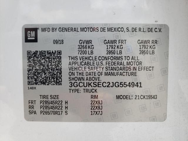 Photo 10 from auction – 2018 CHEVROLET SILVERADO with VIN 3GCUKSEC2JG554941