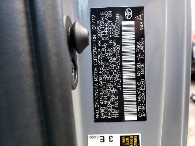Photo 10 from auction – 2012 TOYOTA SCION TC with VIN JTKJF5C76C3037980