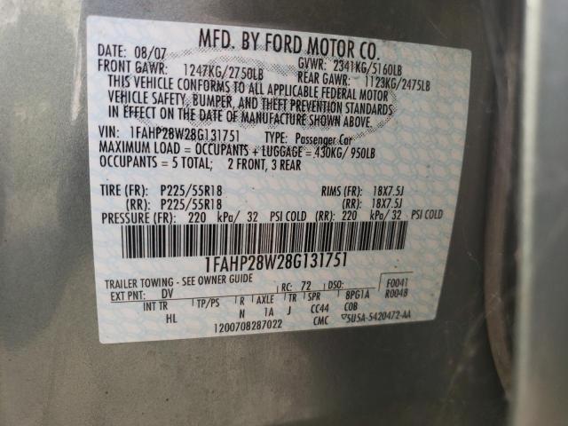 Photo 10 from auction – 2008 FORD TAURUS LIM with VIN 1FAHP28W28G131751