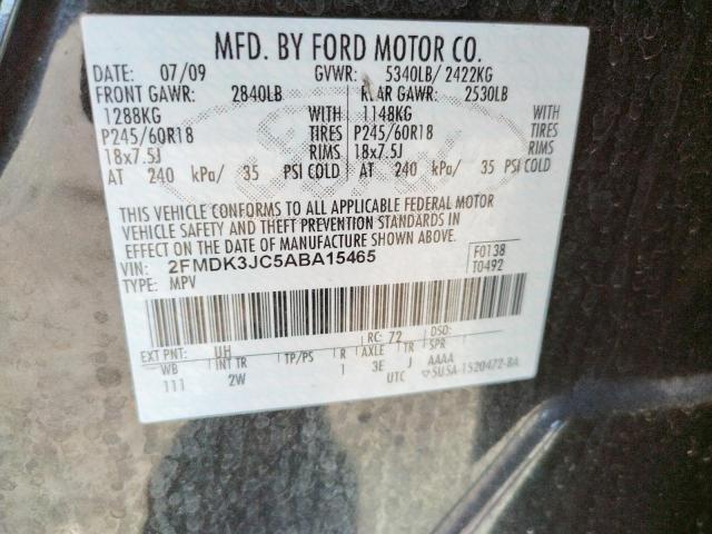 Photo 10 from auction – 2010 FORD EDGE SEL with VIN 2FMDK3JC5ABA15465