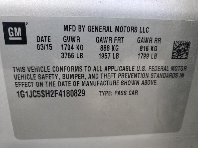 Photo 10 from auction – 2015 CHEVROLET SONIC LT with VIN 1G1JC5SH2F4180829