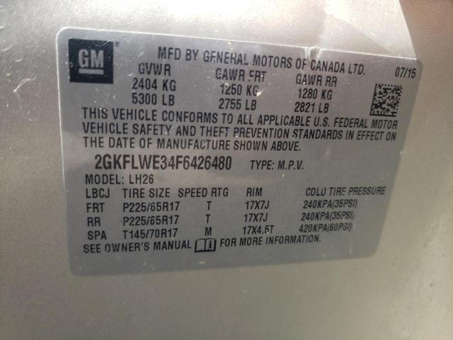 Photo 10 from auction – 2015 GMC TERRAIN SL with VIN 2GKFLWE34F6426480
