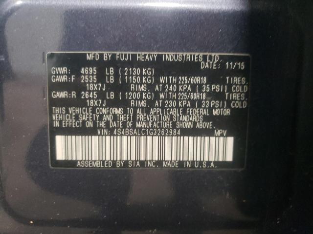 Photo 10 from auction – 2016 SUBARU OUTBACK 2. with VIN 4S4BSALC1G3262984