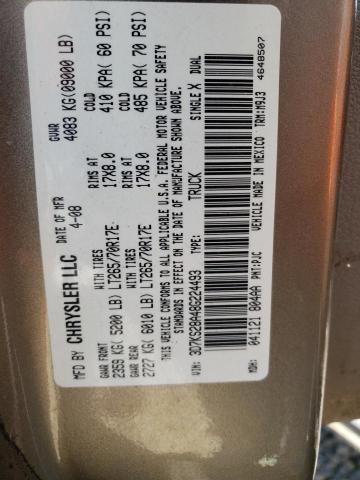 Photo 10 from auction – 2008 DODGE RAM 2500 S with VIN 3D7KS28A48G224493