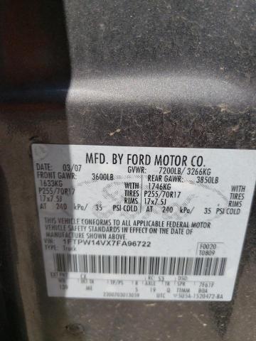 Photo 10 from auction – 2007 FORD F150 SUPER with VIN 1FTPW14VX7FA96722