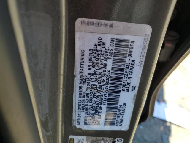 Photo 10 from auction – 2004 TOYOTA COROLLA MA with VIN 2T1KY32E24C230534
