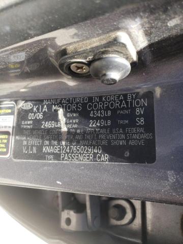 Photo 10 from auction – 2006 KIA OPTIMA LX with VIN KNAGE124765029140