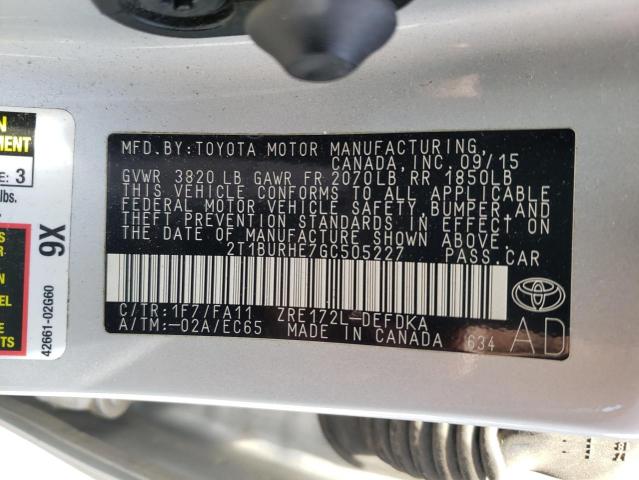 Photo 10 from auction – 2016 TOYOTA COROLLA L with VIN 2T1BURHE7GC505227