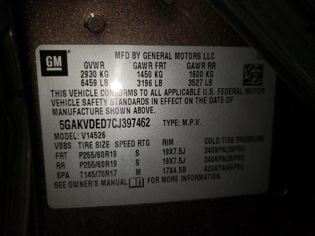 Photo 10 from auction – 2012 BUICK ENCLAVE with VIN 5GAKVDED7CJ397462