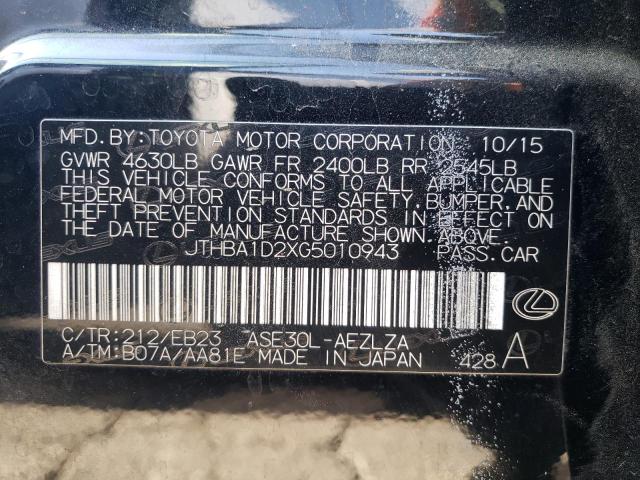 Photo 10 from auction – 2016 LEXUS IS 200T with VIN JTHBA1D2XG5010943