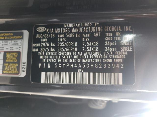 Photo 10 from auction – 2017 KIA SORENTO EX with VIN 5XYPH4A50HG233942