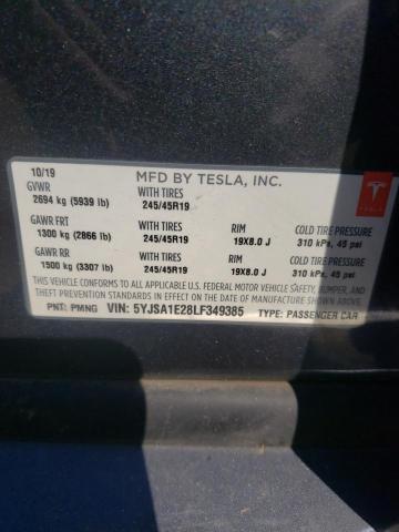 Photo 10 from auction – 2020 TESLA MODEL S with VIN 5YJSA1E28LF349385