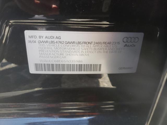 Photo 10 from auction – 2005 AUDI A4 1.8T QU with VIN WAULC68E65A035986