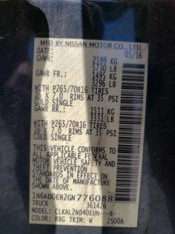Photo 10 from auction – 2016 NISSAN FRONTIER S with VIN 1N6AD0ER2GN776088