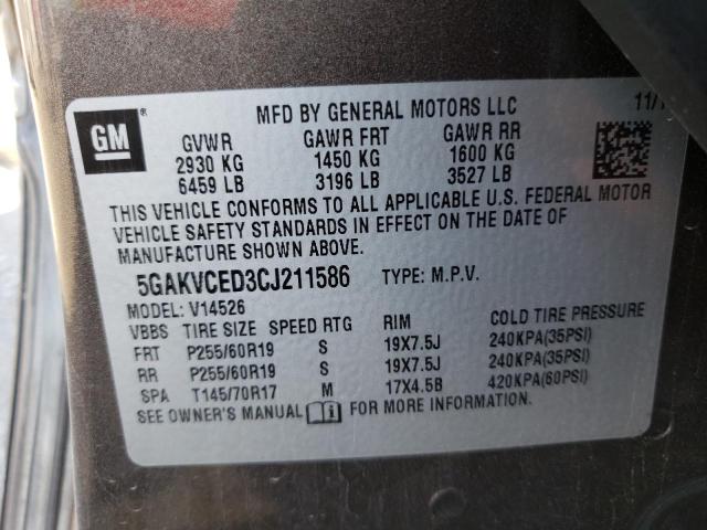 Photo 10 from auction – 2012 BUICK ENCLAVE with VIN 5GAKVCED3CJ211586
