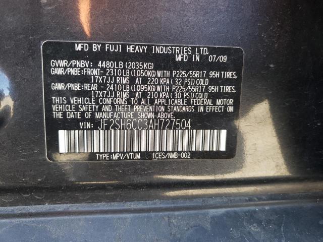 Photo 10 from auction – 2010 SUBARU FORESTER 2 with VIN JF2SH6CC3AH727504