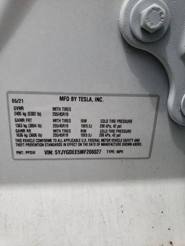 Foto 10 de la subasta – 2021 TESLA MODEL Y con VIN 5YJYGDEE5MF206027