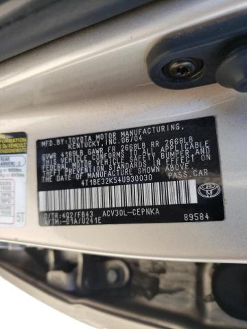 Photo 10 from auction – 2004 TOYOTA CAMRY LE with VIN 4T1BE32K54U930030