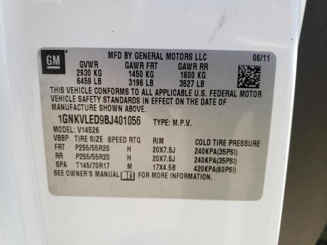 Photo 10 from auction – 2011 CHEVROLET TRAVERSE L with VIN 1GNKVLED9BJ401056