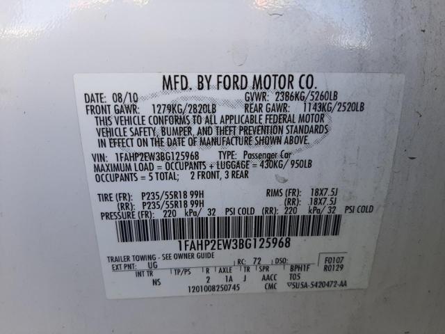 Photo 10 from auction – 2011 FORD TAURUS SEL with VIN 1FAHP2EW3BG125968