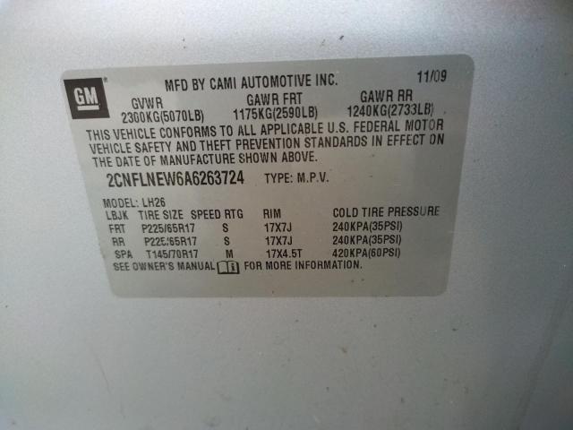 Photo 10 from auction – 2010 CHEVROLET EQUINOX LT with VIN 2CNFLNEW6A6263724