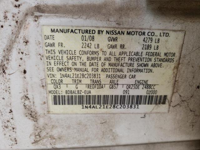 Photo 10 from auction – 2008 NISSAN ALTIMA 2.5 with VIN 1N4AL21E28C203831